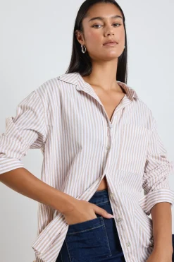 Stories be Told You Got This Ecru Stripe Poplin Oversized Shirt