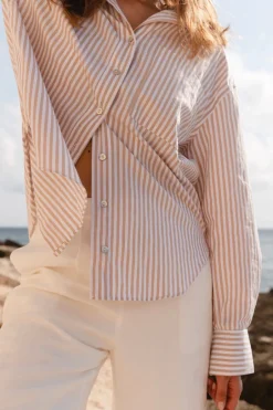 Stories be Told You Got This Ecru Stripe Poplin Oversized Shirt