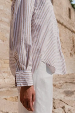 Stories be Told You Got This Ecru Stripe Poplin Oversized Shirt