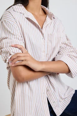 Stories be Told You Got This Ecru Stripe Poplin Oversized Shirt