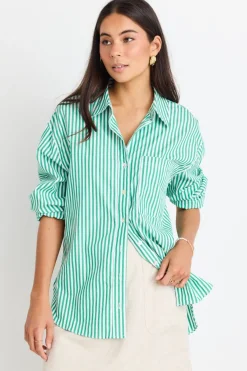 Stories be Told You Got This Green Stripe Poplin Oversized Shirt