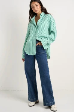Stories be Told You Got This Green Stripe Poplin Oversized Shirt
