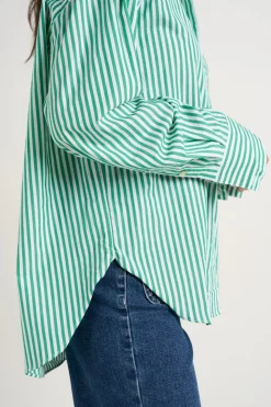 Stories be Told You Got This Green Stripe Poplin Oversized Shirt