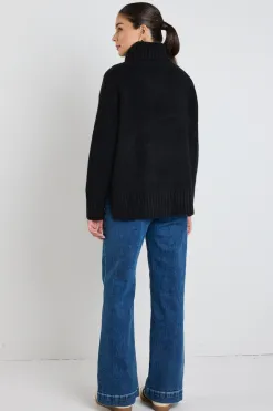 Among the Brave Zealous Black Roll Neck Super Soft Knit Jumper