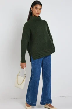 Among the Brave Zealous Dark Khaki Roll Neck Super Soft Knit Jumper