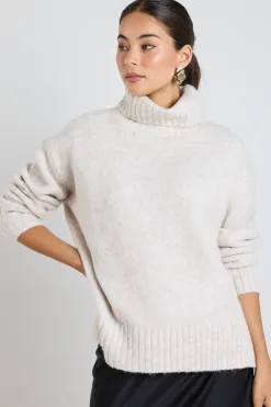 Among the Brave Zealous Oat Marle Roll Neck Super Soft Knit Jumper