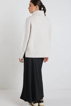 Among the Brave Zealous Oat Marle Roll Neck Super Soft Knit Jumper