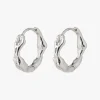 Pilgrim Zion Textured Silver Huggie Hoop EOL Earrings