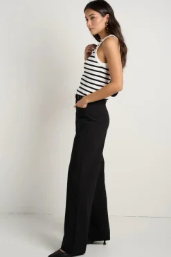 Among the Brave Zoey Black Tailored High Rise Wide Leg Pocket Pants