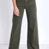 Among the Brave Zoey Dark Khaki High Rise Wide Leg Pocket Jean