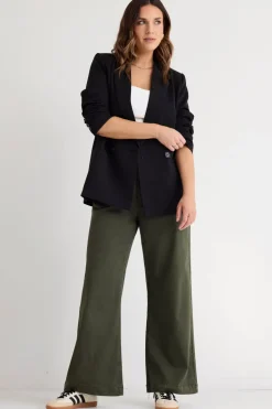 Among the Brave Zoey Dark Khaki High Rise Wide Leg Pocket Jean
