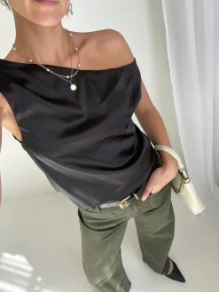 Among the Brave Zoey Dark Khaki High Rise Wide Leg Pocket Jean