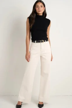 Among the Brave Zoey Ecru High Rise Wide Leg Pocket Jean