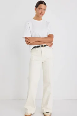 Among the Brave Zoey Ecru High Rise Wide Leg Pocket Jean