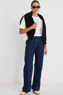 Among the Brave Zoey Indigo High Rise Wide Leg Pocket Jean