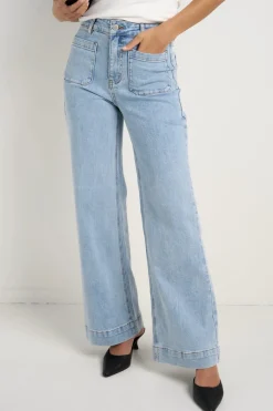 Among the Brave Zoey Light Blue High Rise Wide Leg Pocket Jean