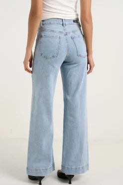 Among the Brave Zoey Light Blue High Rise Wide Leg Pocket Jean