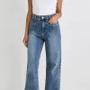 Among the Brave Zoey Mid Blue High Rise Wide Leg Pocket Jean